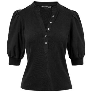 Veronica Beard Black CORALEE PUFF-SLEEVE TEE